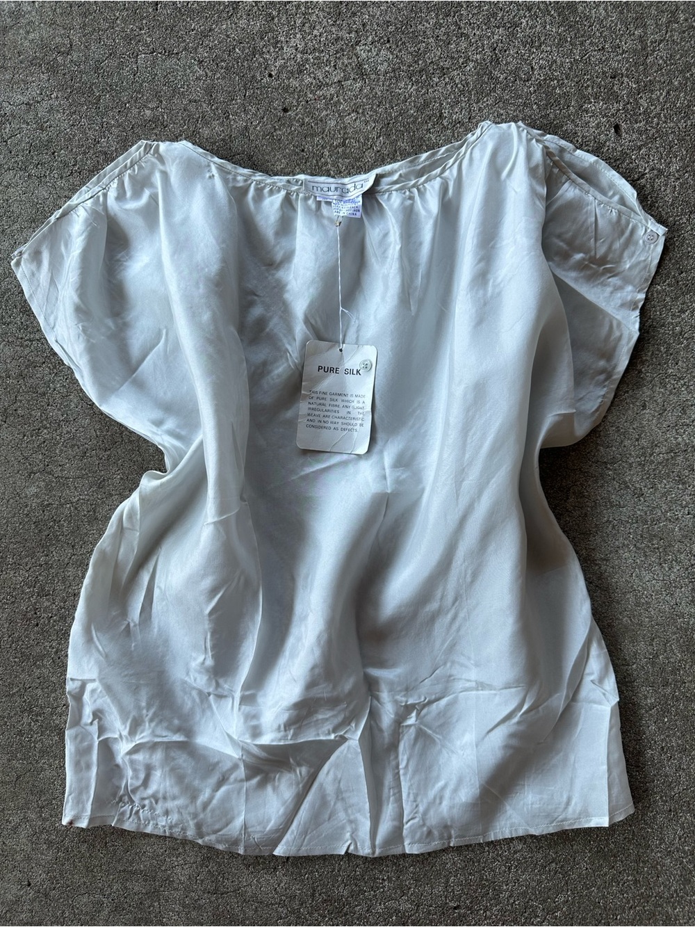 Maurada White Silk Slit Sleeve Blouse Top